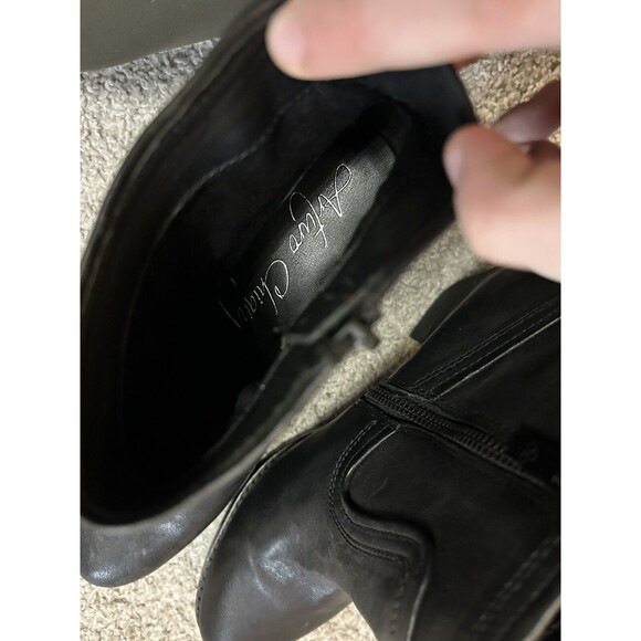 ARTURO CHANG Black Leather Chunky Heel Zipper Ankle‎ Boot Sz 7.5 - Picture 7 of 7
